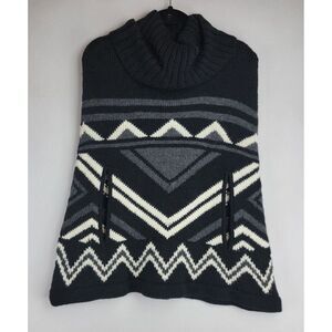 BCBG Maxazria Womens One Size Black Sian Alpaca Wool Blend Sweater Poncho NWT